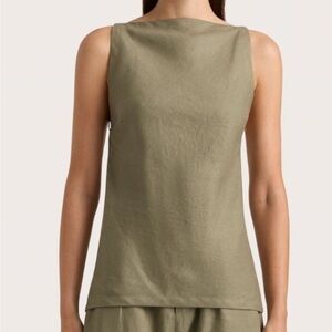 Faithful the Brand Antibes Linen Top Khaki Olive Green